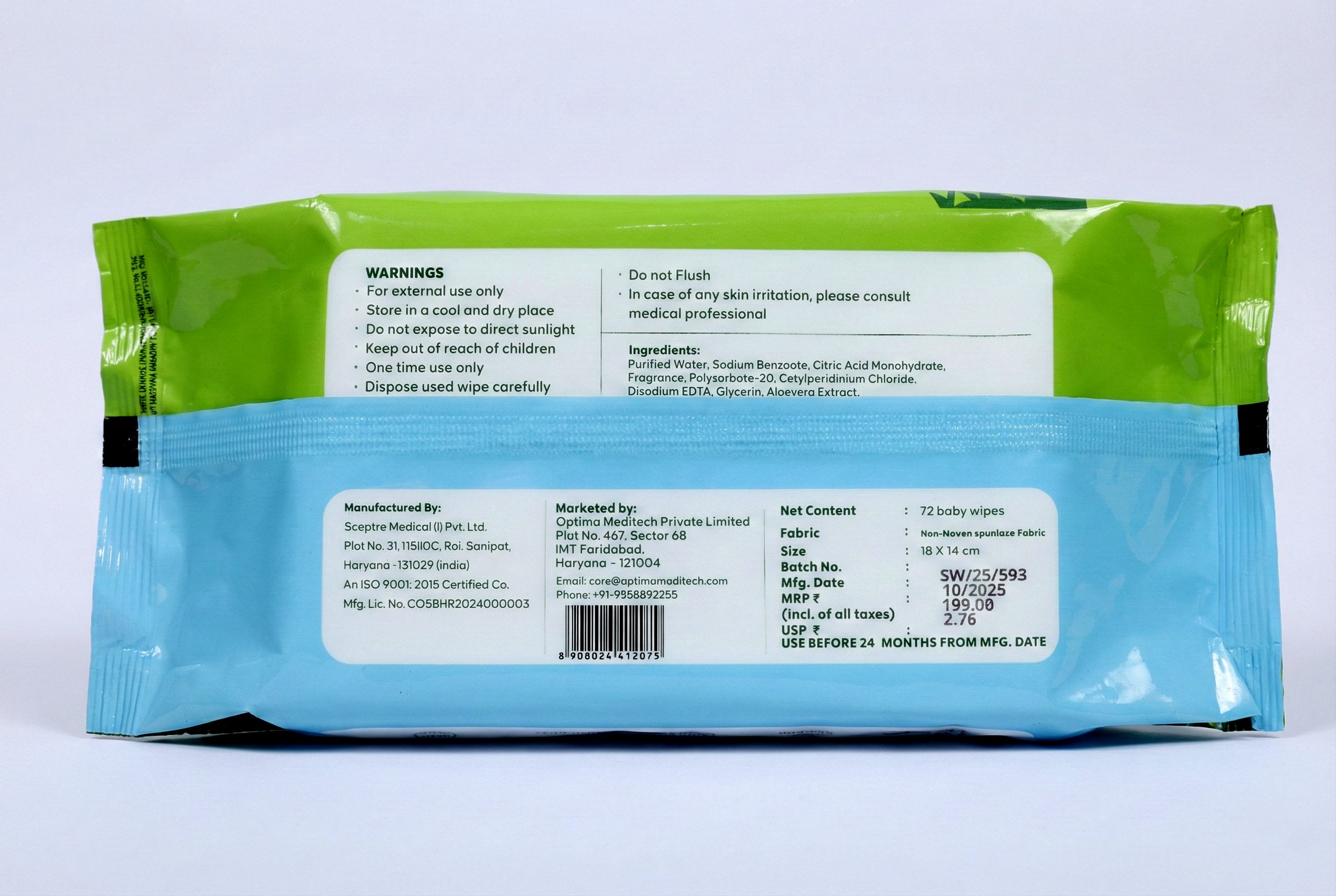 OPTIMA BABY WIPES WITH ALOE VERA (72 WIPES)