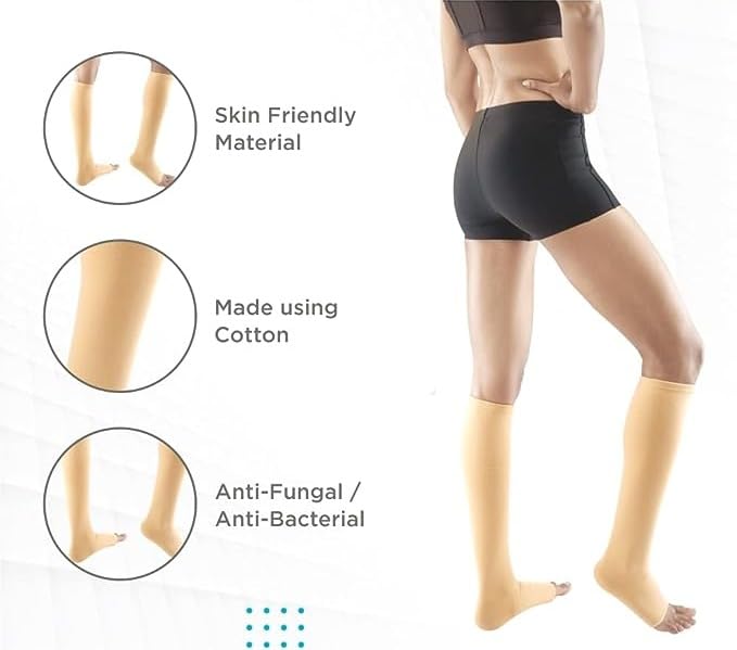 VISSCO MEDICAL COMPRESSION STOCKINGS (BELOW KNEE)- BEIGE