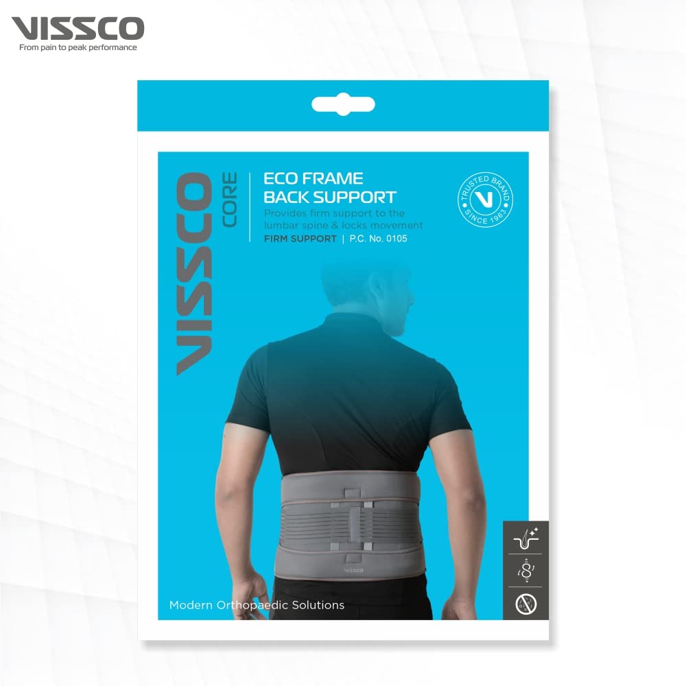 VISSCO ECO FRAME BACK SUPPORT | PROVIDES FIRM SUPPORT TO THE LUMBAR SPINE & LOCKS MOVEMENT (GREY)