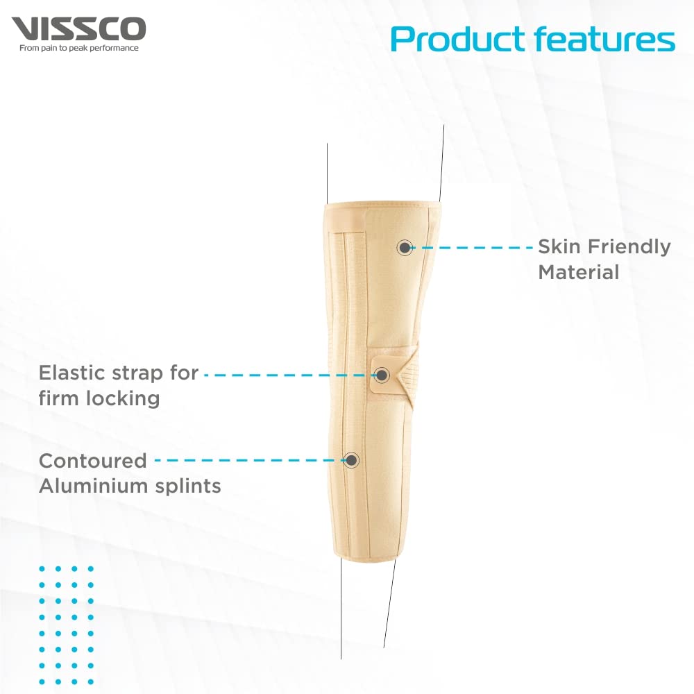 VISSCO KNEE BRACE - LONG (19" BRACE) | IDEAL FIRM KNEE SUPPORT THAT LIMITS KNEE MOTION & STABILIZES KNEE- BEIGE