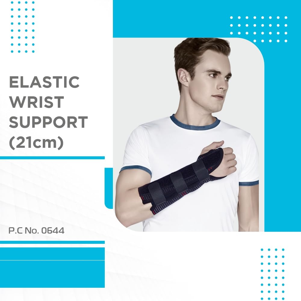VISSCO ELASTIC WRIST SUPPORT (21CM) | PROVIDES FIRM SUPPORT FOR COLLES FRACTURE- BLACK