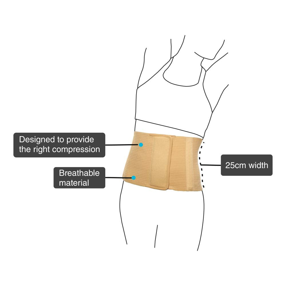 VISSCO ABDOMINAL BELT (10") | SUPPORTS THE WEAK ABDOMINAL MUSCLES TO RELIEVE PAIN - BEIGE
