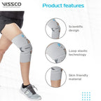 VISSCO KNEE WRAP WITH LOOP ELASTIC TECHNOCLOGY | GREY (SINGLE PIECE)