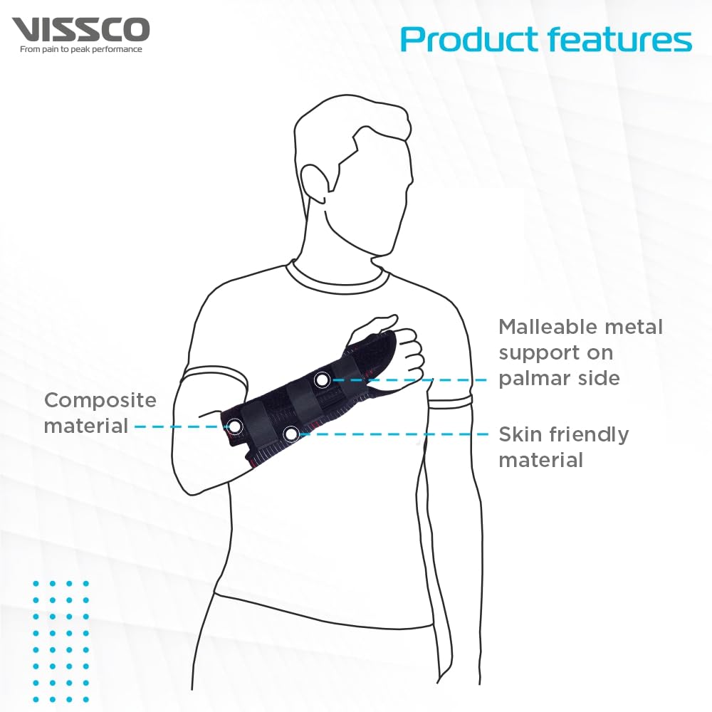 VISSCO ELASTIC WRIST SUPPORT (21CM) | PROVIDES FIRM SUPPORT FOR COLLES FRACTURE- BLACK