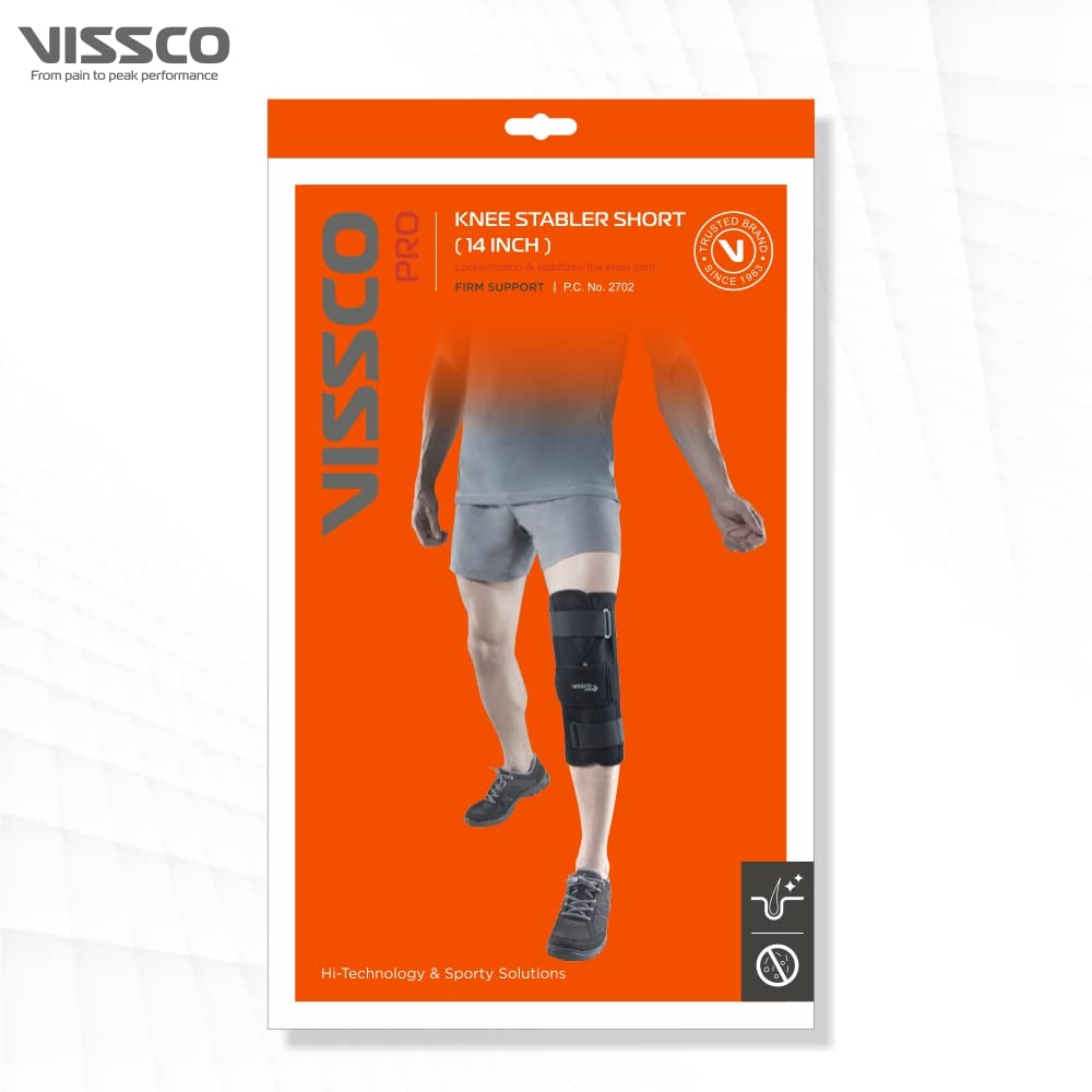 VISSCO KNEE STABLER - SHORT (14" BRACE) | IDEAL FIRM KNEE SUPPORT THAT LIMITS KNEE MOTION - BLACK
