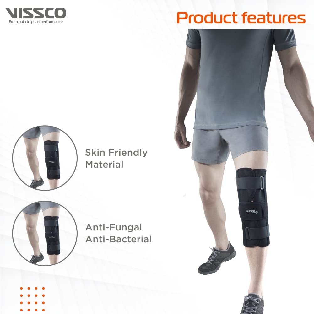 VISSCO KNEE STABLER - SHORT (14" BRACE) | IDEAL FIRM KNEE SUPPORT THAT LIMITS KNEE MOTION - BLACK