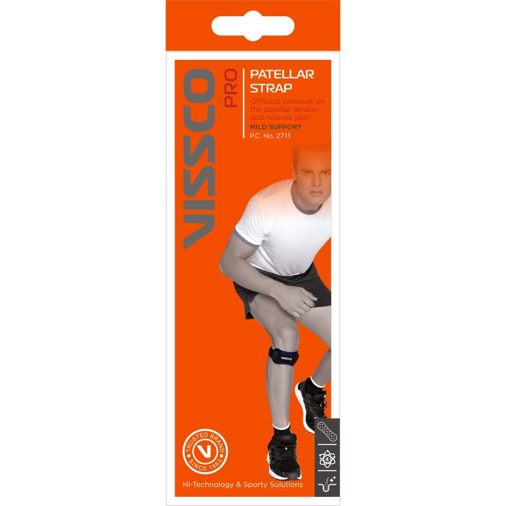 VISSCO PATELLAR SUPPORT | OFFLOADS PRESSURE ON THE PATELLAR TENDON TO PROVIDE PAIN RELIEF - BLACK (SINGKE PIECE)