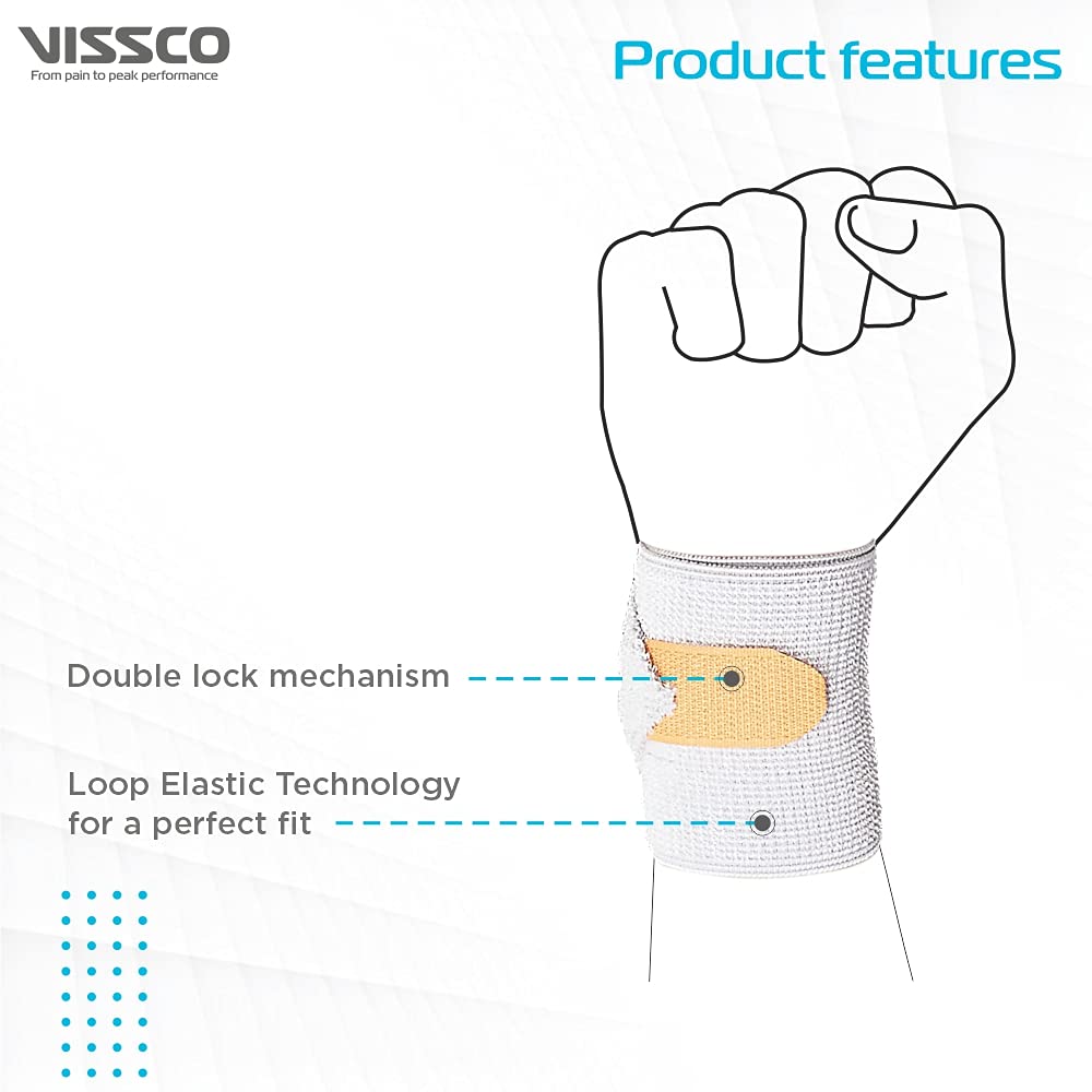 VISSCO WRIST BINDER WITH DOUBLE LOCK (MILD SUPPORT) - GREY