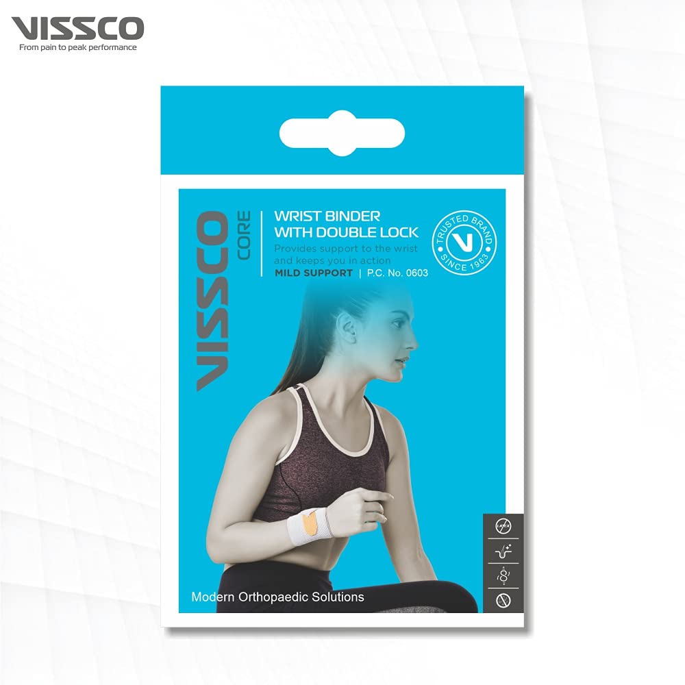 VISSCO WRIST BINDER WITH DOUBLE LOCK (MILD SUPPORT) - GREY