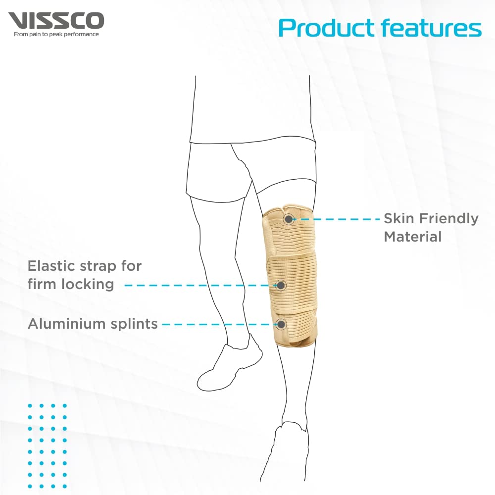 VISSCO KNEE BRACE - SHORT (14" BRACE) IDEAL FIRM KNEE SUPPORT THAT LIMITS KNEE MOTION - BEIGE