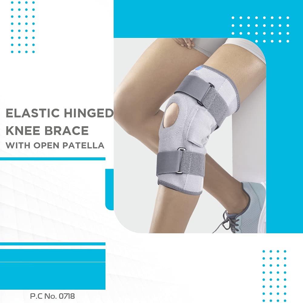 VISSCO STRACHABLE HINGED ELASTC WITH OPEN PATELLA - GREY (SINGLE PIECE)