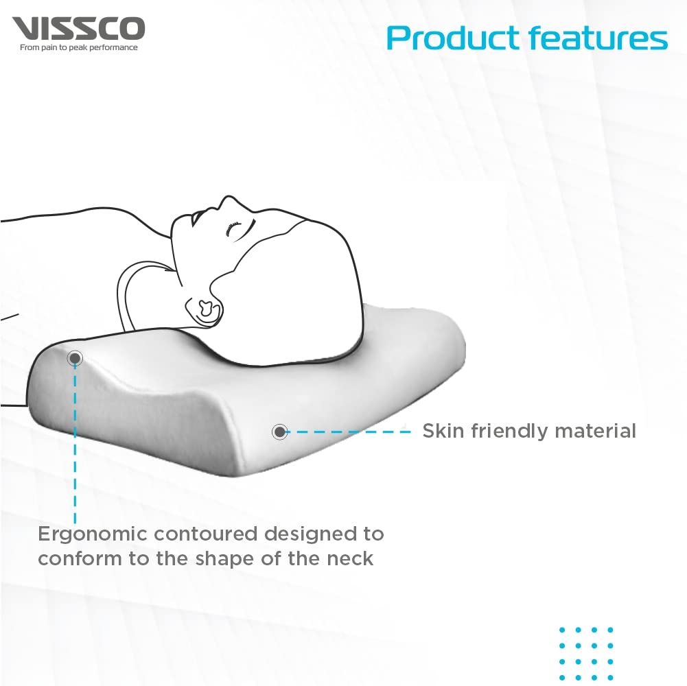 VISSCO CONTOURED MEMORY FOAM PILLOW (GREY)