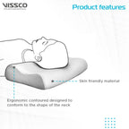 VISSCO CONTOURED MEMORY FOAM PILLOW (GREY)