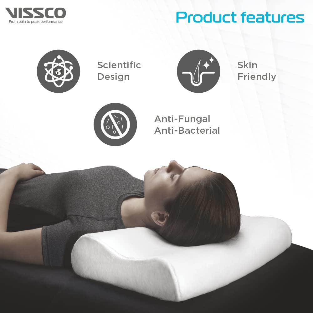 VISSCO CONTOURED MEMORY FOAM PILLOW (GREY)