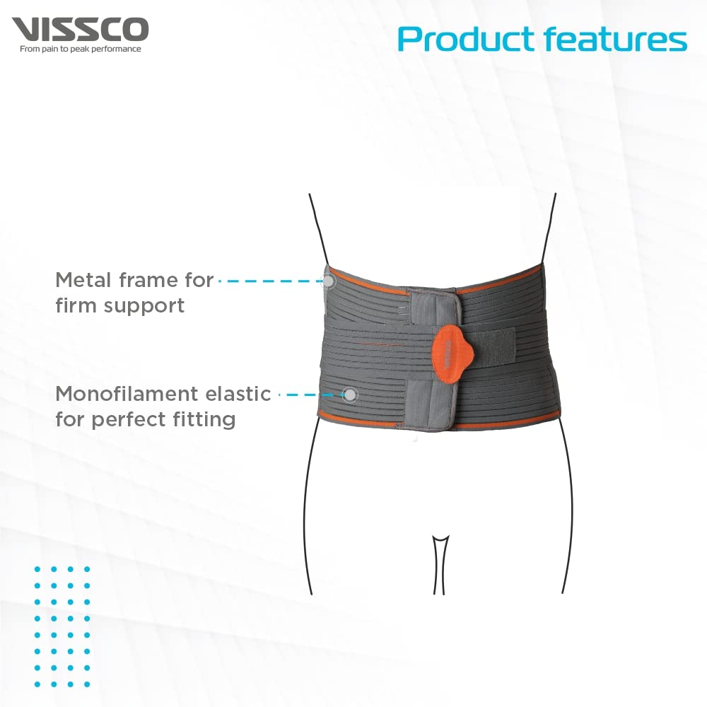 VISSCO ECO FRAME BACK SUPPORT | PROVIDES FIRM SUPPORT TO THE LUMBAR SPINE & LOCKS MOVEMENT (GREY)