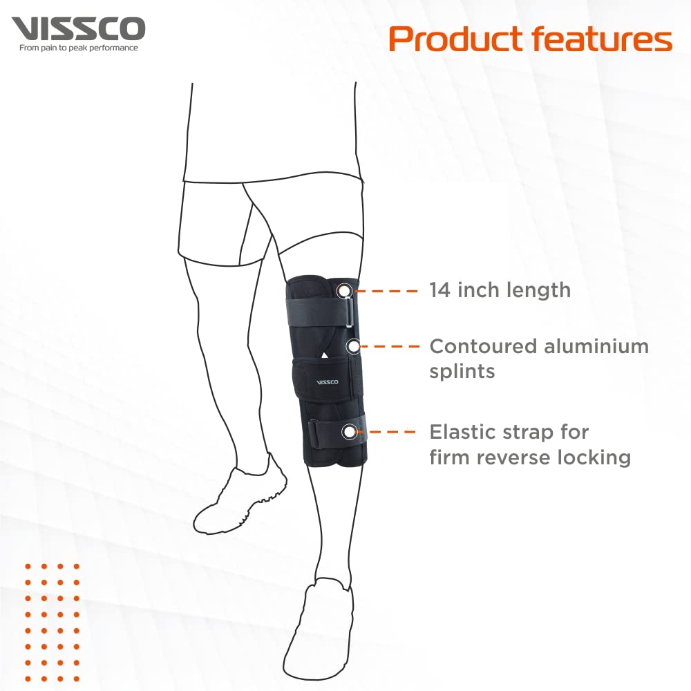 VISSCO KNEE STABLER - SHORT (14" BRACE) | IDEAL FIRM KNEE SUPPORT THAT LIMITS KNEE MOTION - BLACK