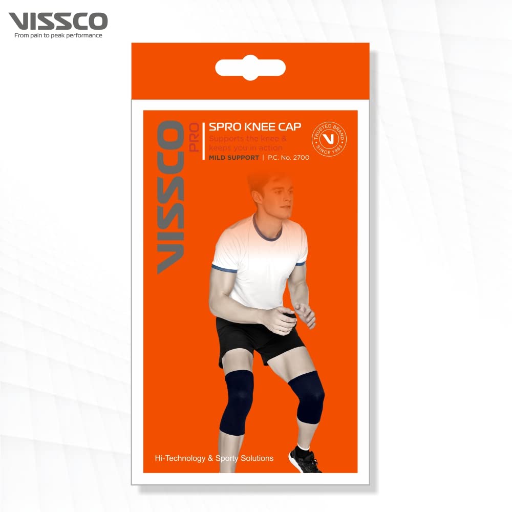 VISSCO SPRO KNEE CAP PLUS | IDEAL MILD SUPPORT FOR FREE KNEE MOVEMENT- BLACK (IN PAIR)