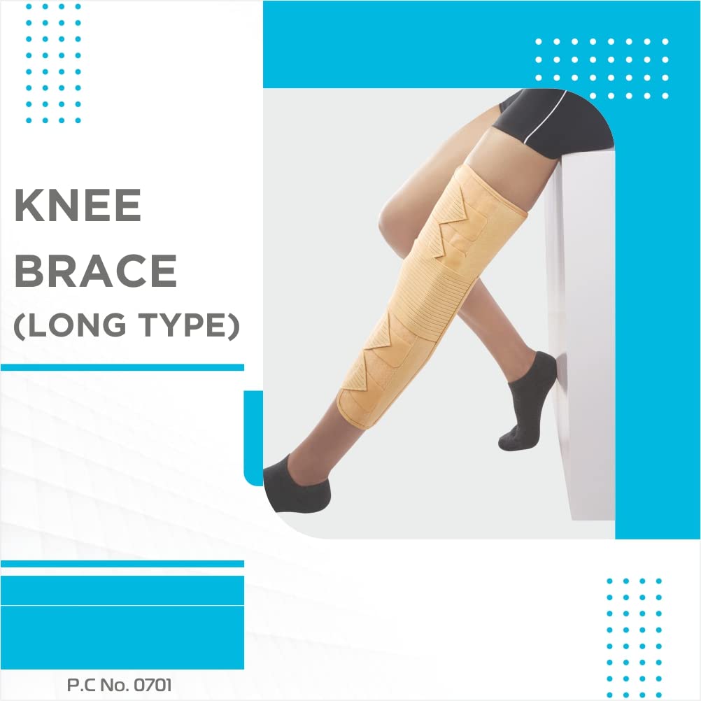 VISSCO KNEE BRACE - LONG (19" BRACE) | IDEAL FIRM KNEE SUPPORT THAT LIMITS KNEE MOTION & STABILIZES KNEE- BEIGE