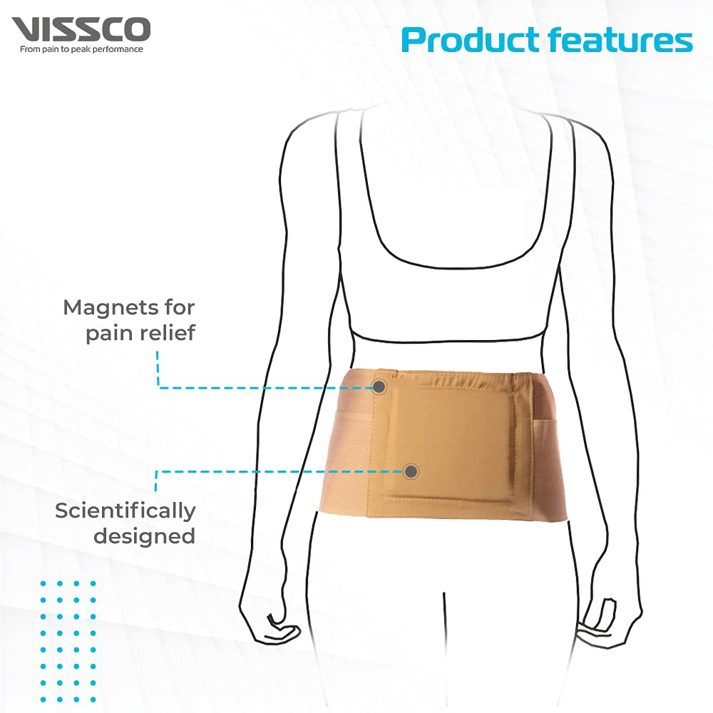 VISSCO MAGNETIC BACK SUPPORT FOR THE LUMBAR SPINE | BACK INJURY (BEIGE)