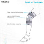 VISSCO STRACHABLE HINGED ELASTC WITH OPEN PATELLA - GREY (SINGLE PIECE)