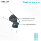 VISSCO KNEE CAP WITH OPEN PATELLA- GREY (SINGLE PEICE)