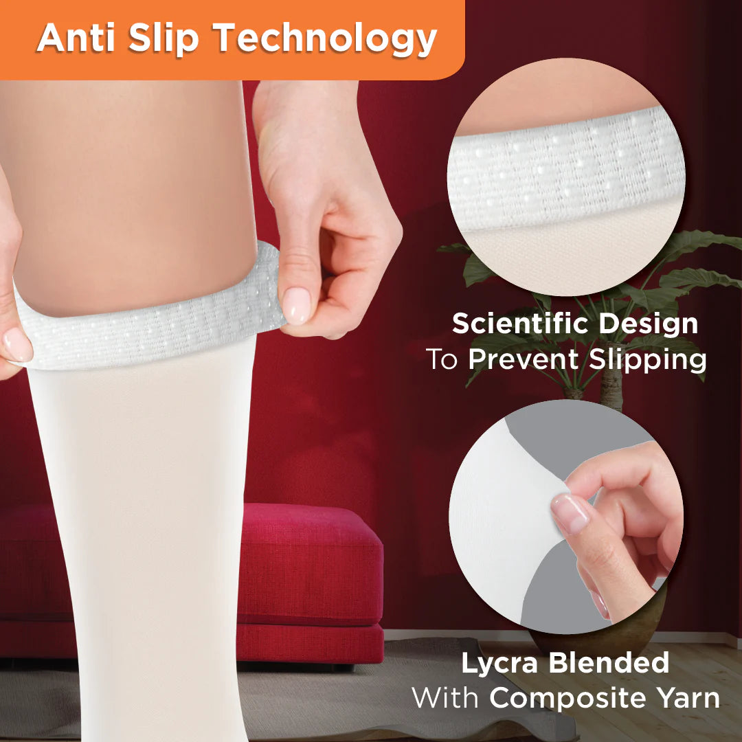 VISSCO ANTI-EMBOLISM - THIGH (MILD SUPPORT) IMPROVE BLOOD CIRCULATION (WHITE)