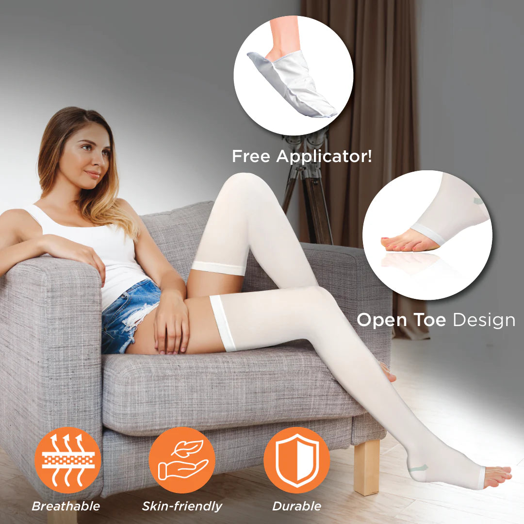 VISSCO ANTI-EMBOLISM - THIGH (MILD SUPPORT) IMPROVE BLOOD CIRCULATION (WHITE)