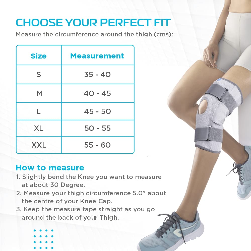 VISSCO STRACHABLE HINGED ELASTC WITH OPEN PATELLA - GREY (SINGLE PIECE)