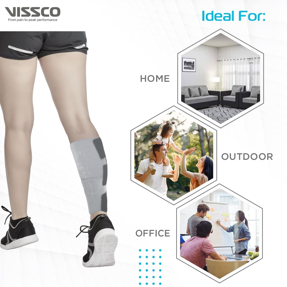 VISSCO LOOP ELASTIC CALF SUPPORT | PROVIDE MILD COMPRESSION TO RELIEF CALF PAIN- GREY (SINGLE PIECE)