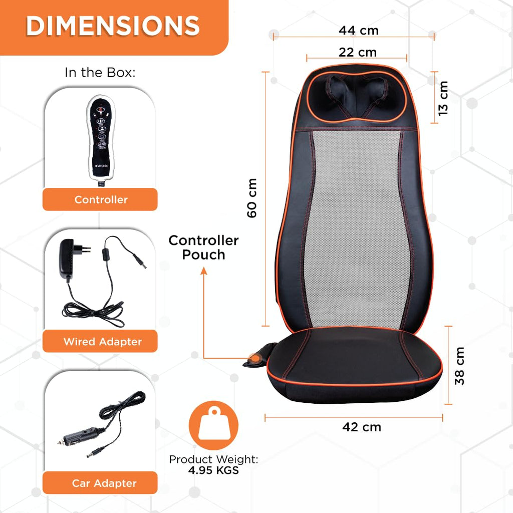 VISSCO BACK AND NECK RELAXER | ELECTRIC ROLLING MASSAGER WITH SEAT VIBRATION FOR LOWER BACK PAIN (BLACK)