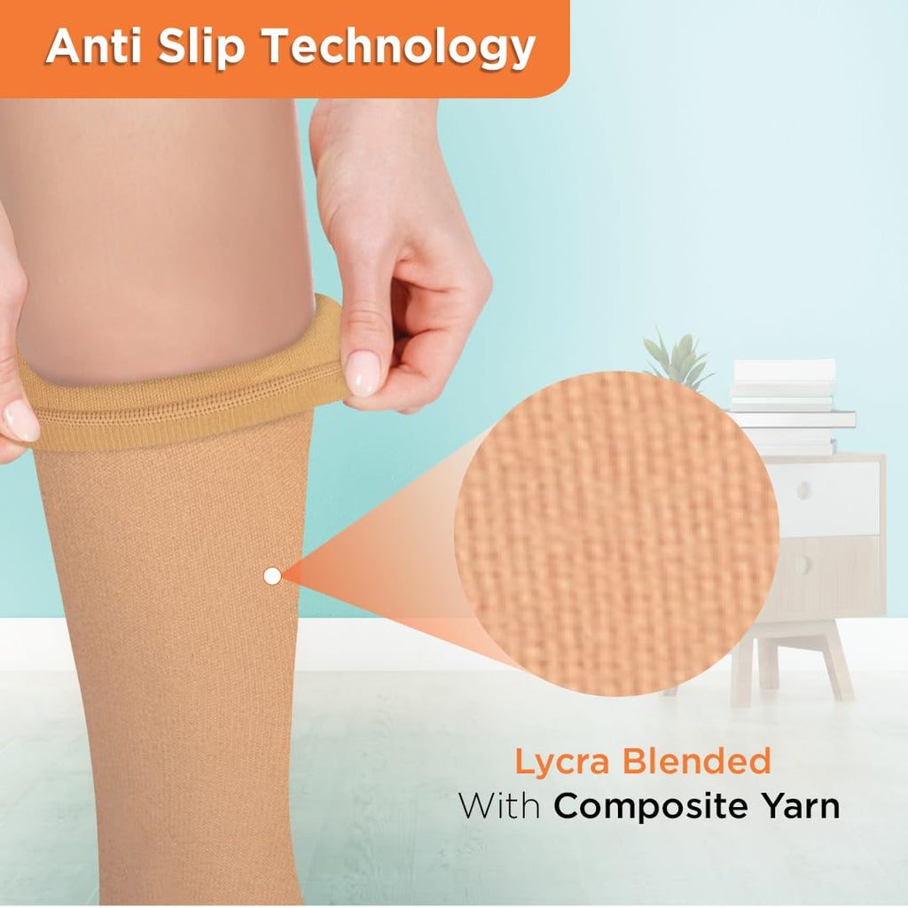 VISSCO MEDICAL COMPRESSION STOCKING- CLASS 2 KNEE LENGTH | MILD SUPPORT (BEIGE)