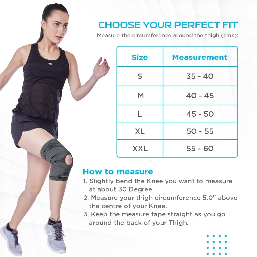 VISSCO KNEE CAP WITH OPEN PATELLA- GREY (SINGLE PEICE)