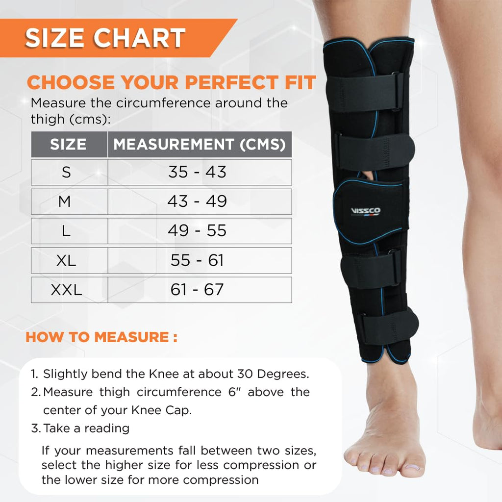 VISSCO KNEE STABLER - LONG 22" BRACE (BLACK)