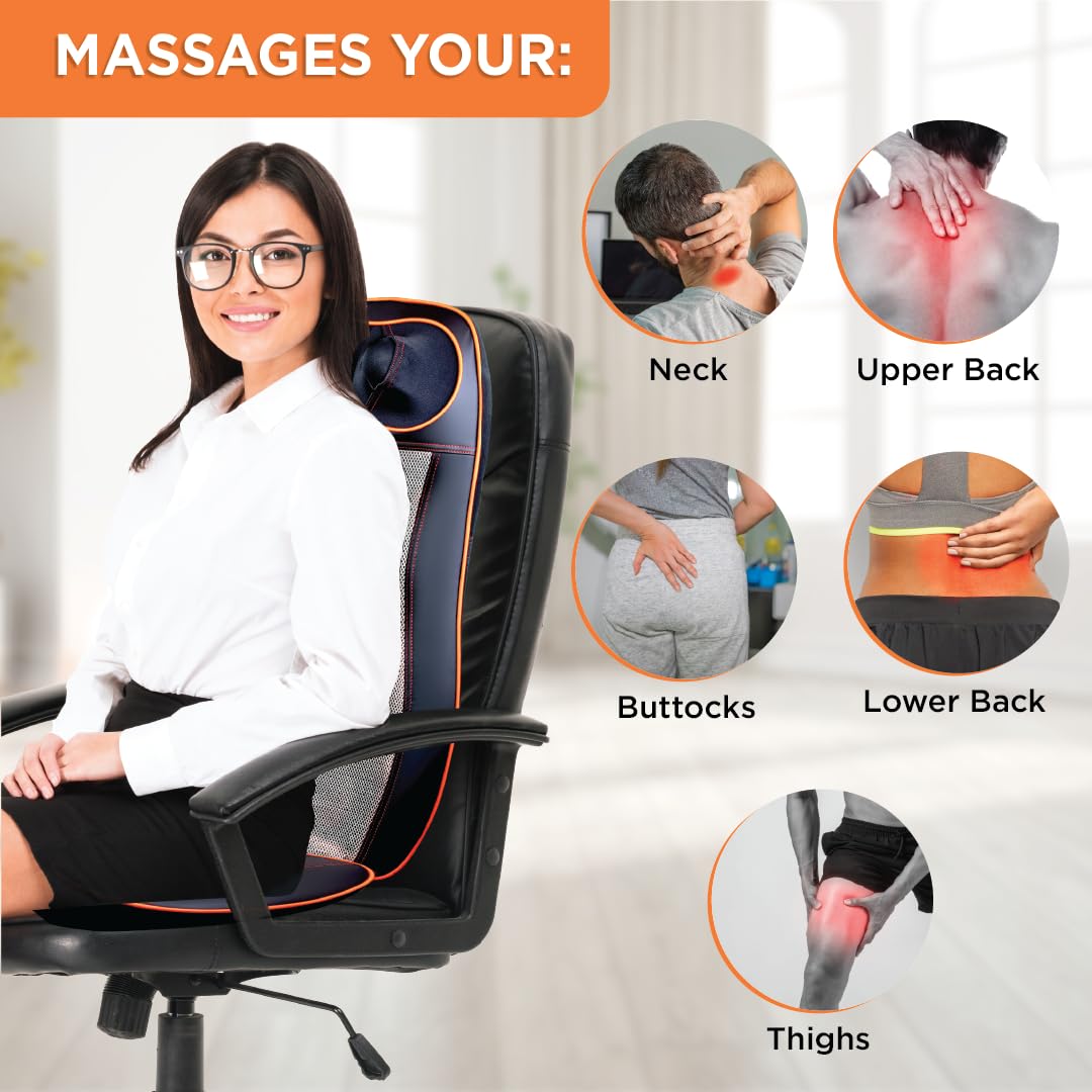 VISSCO BACK AND NECK RELAXER | ELECTRIC ROLLING MASSAGER WITH SEAT VIBRATION FOR LOWER BACK PAIN (BLACK)