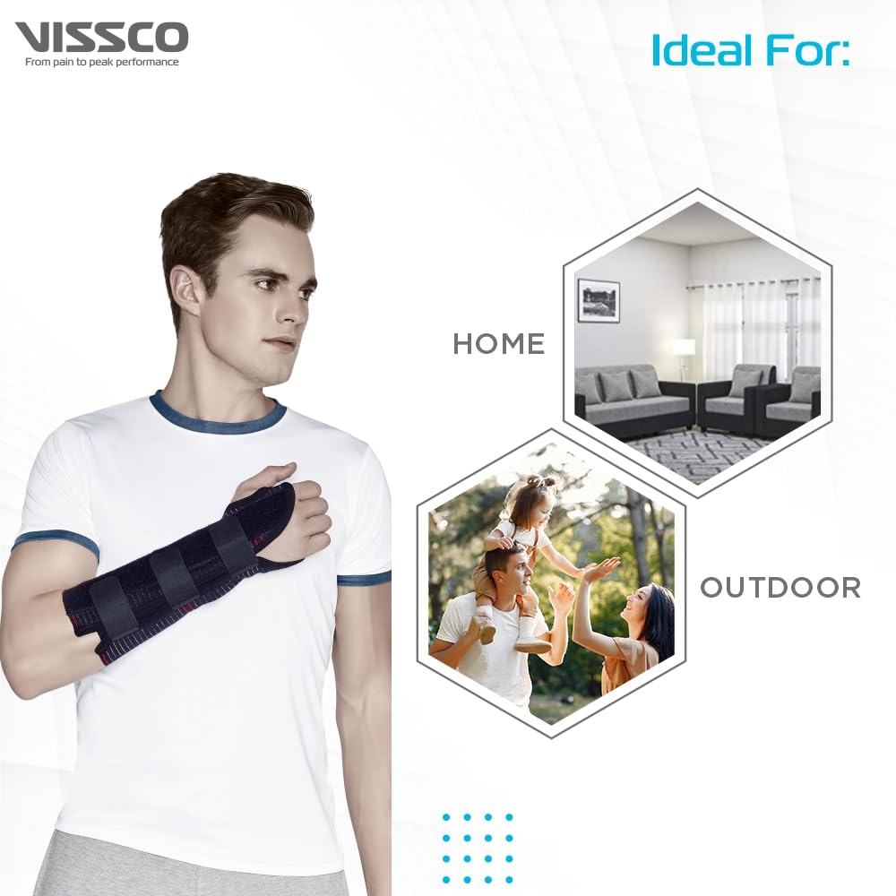 VISSCO ELASTIC WRIST SUPPORT (21CM) | PROVIDES FIRM SUPPORT FOR COLLES FRACTURE- BLACK