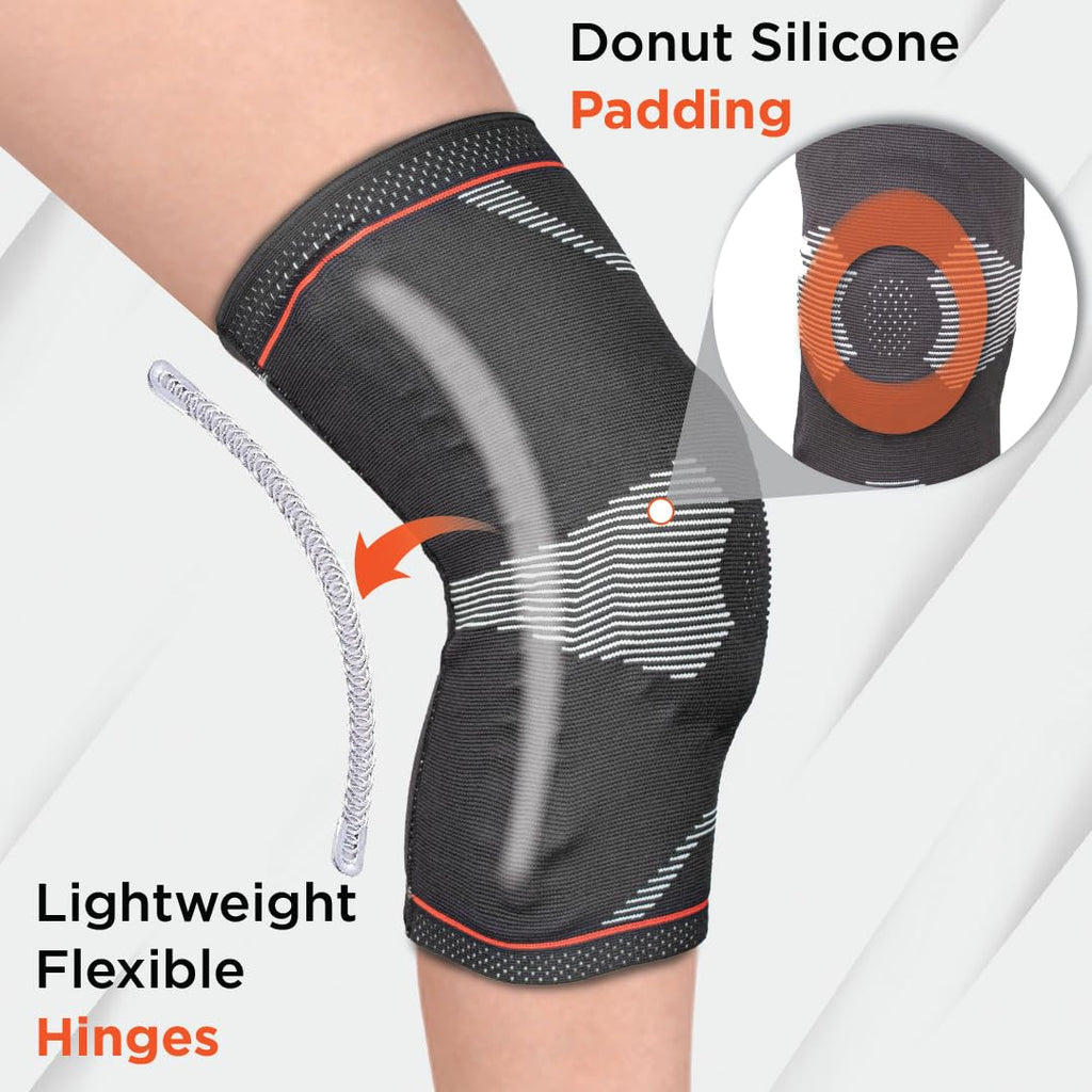 VISSCO PATELLA & LIGAMENT ASSISTED KNEE SUPPORT WITH SILICONE PRESSURE PAD (SINGLE PIECE)