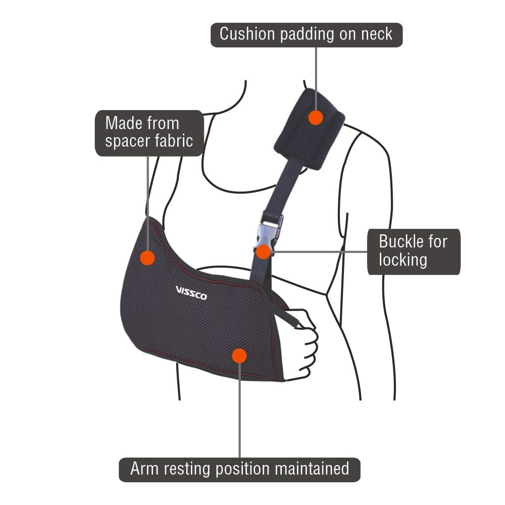 VISSCO ARM SLING | SUPPORT ARM/ELBOW FRACTURE (BLACK)