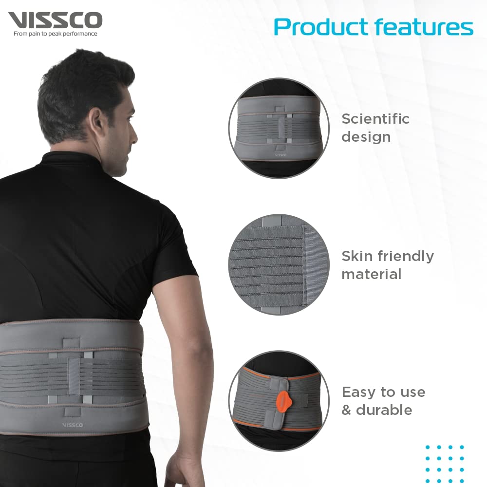 VISSCO ECO FRAME BACK SUPPORT | PROVIDES FIRM SUPPORT TO THE LUMBAR SPINE & LOCKS MOVEMENT (GREY)