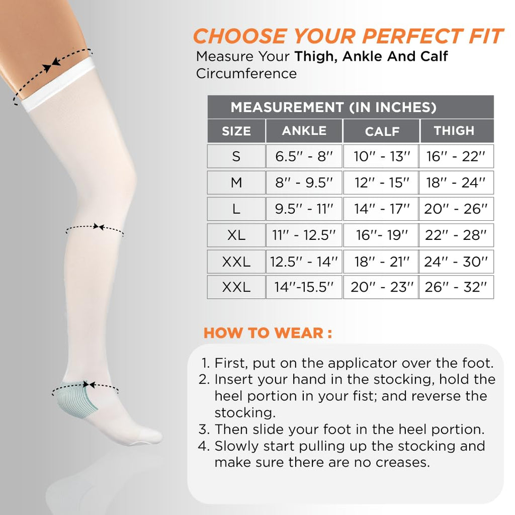 VISSCO ANTI-EMBOLISM - THIGH (LOWER INSPECTION HOLE) | MILD SUPPORT| IMPROVE BLOOD CIRCULATION