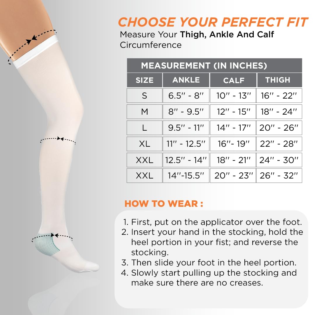 VISSCO ANTI-EMBOLISM - THIGH (LOWER INSPECTION HOLE) | MILD SUPPORT| IMPROVE BLOOD CIRCULATION