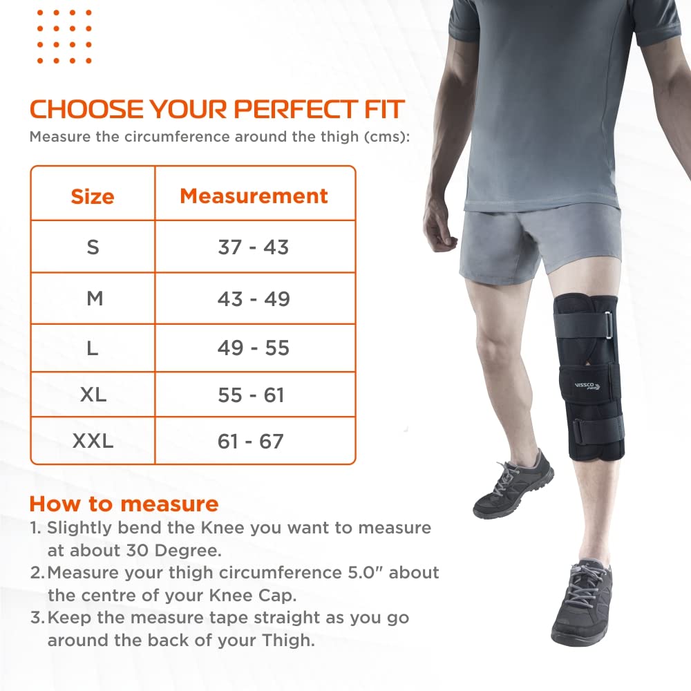 VISSCO KNEE STABLER - SHORT (14" BRACE) | IDEAL FIRM KNEE SUPPORT THAT LIMITS KNEE MOTION - BLACK