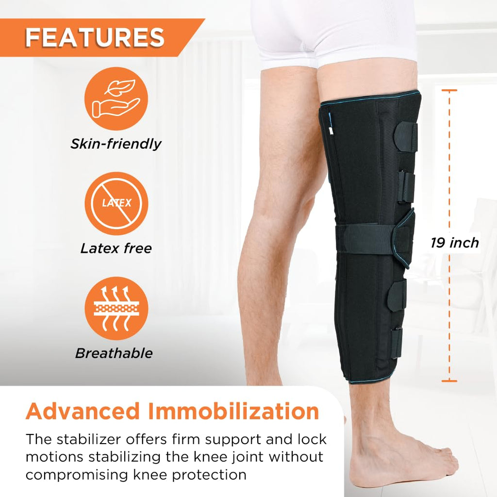 VISSCO KNEE STABLER - LONG (19" BRACE) | IDEAL FIRM KNEE SUPPORT THAT LIMITS KNEE MOTION- BLACK