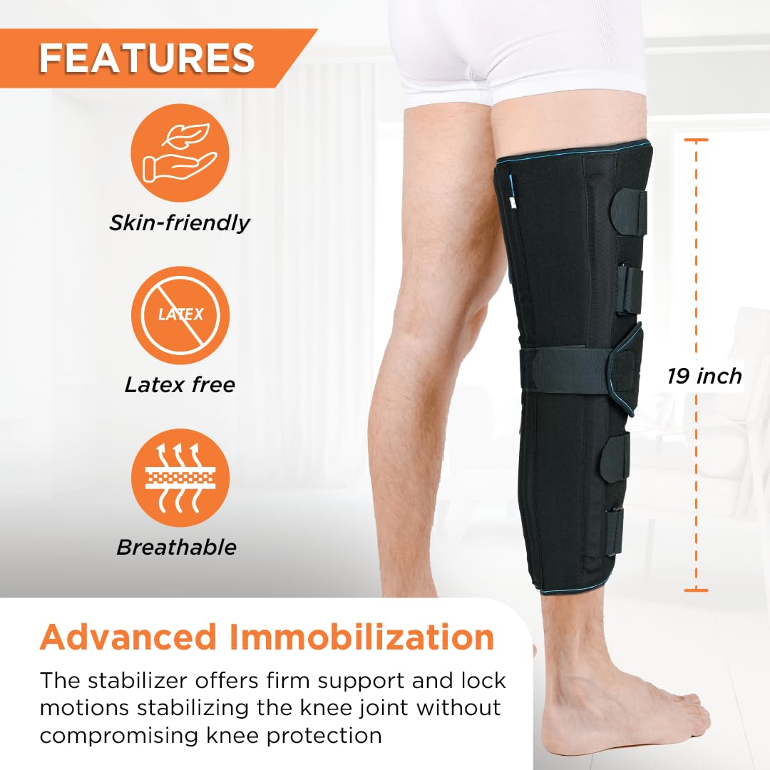 VISSCO KNEE STABLER - LONG (19" BRACE) | IDEAL FIRM KNEE SUPPORT THAT LIMITS KNEE MOTION- BLACK