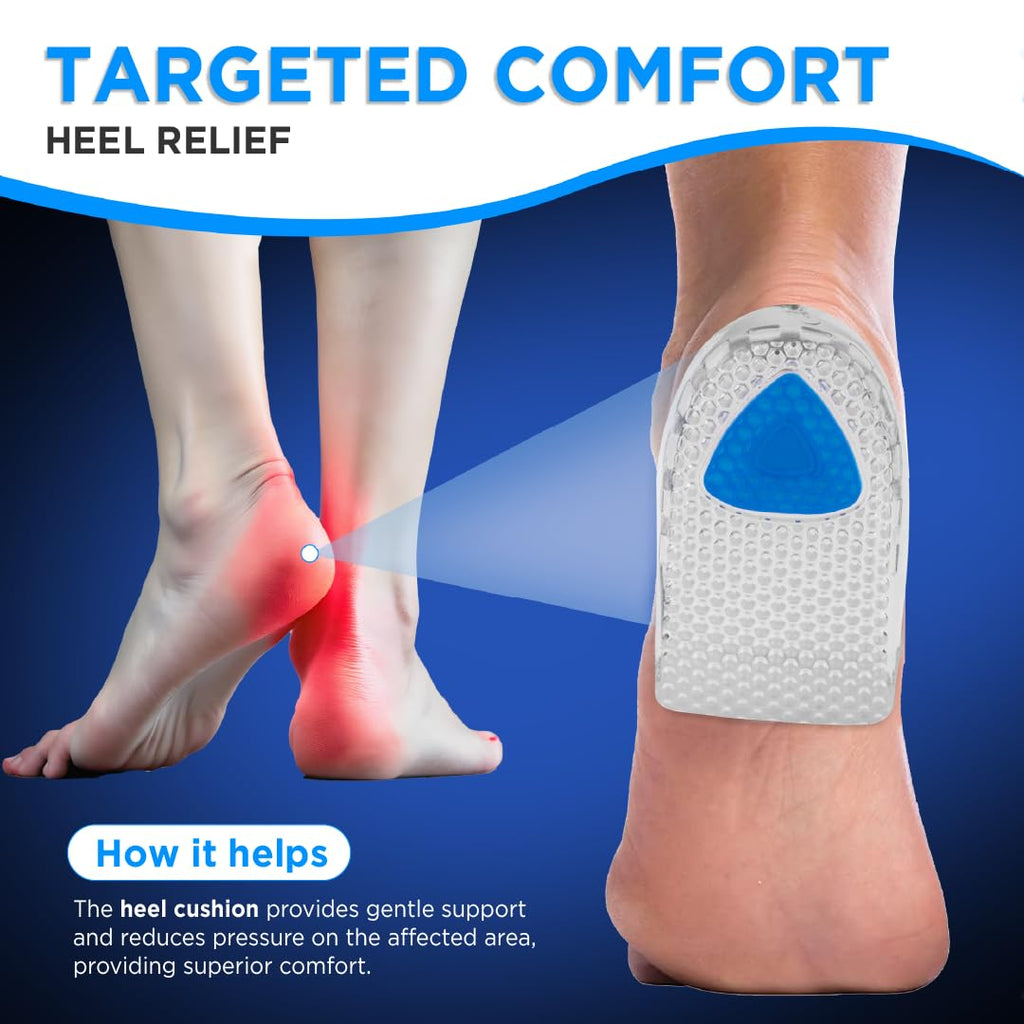 VISSCO FOOTSOL GEL HEEL CUPS | ALL DAY COMFORT HEEL CUSHION FOR PAIN RELIEF