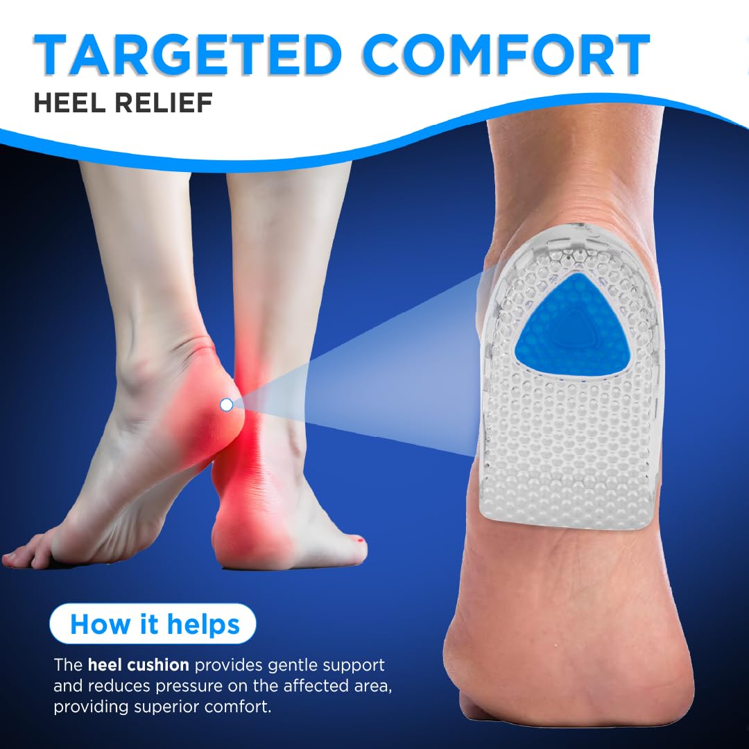 VISSCO FOOTSOL GEL HEEL CUPS | ALL DAY COMFORT HEEL CUSHION FOR PAIN RELIEF