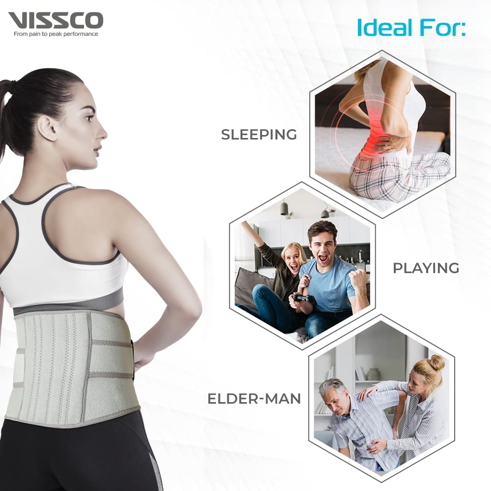 VISSCO NEOPRENE LUMBAR BELT 9" | SUPPORT THE LUMBAR SPINE (GREY)