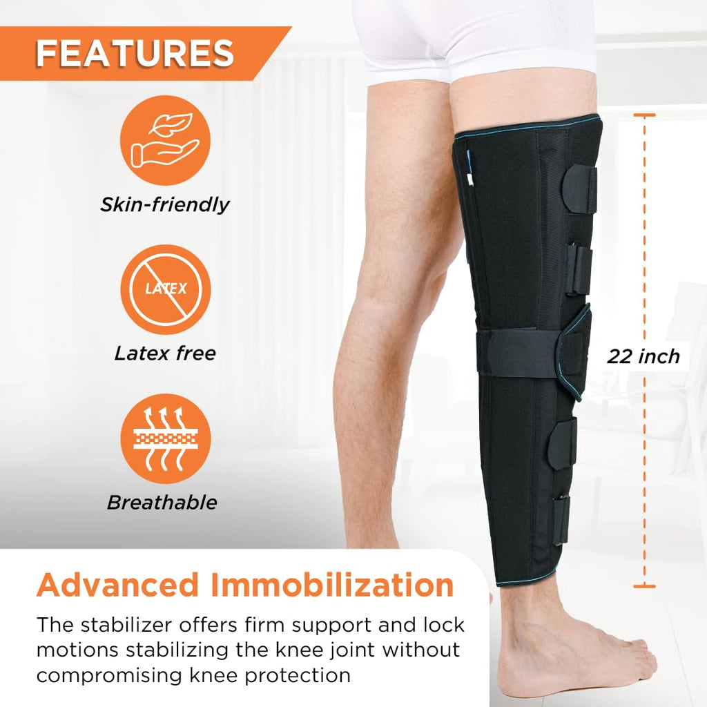 VISSCO KNEE STABLER - LONG 22" BRACE (BLACK)