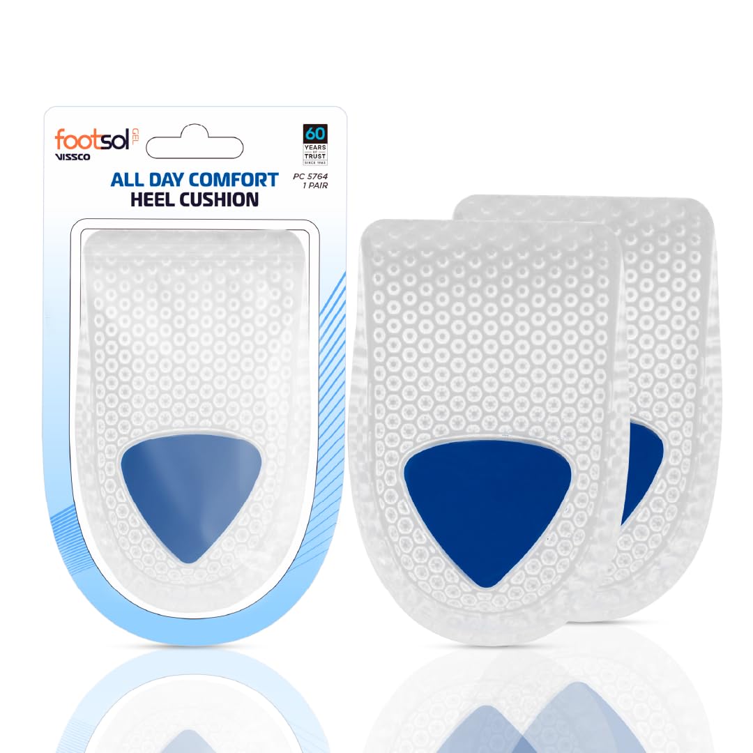 VISSCO FOOTSOL GEL HEEL CUPS | ALL DAY COMFORT HEEL CUSHION FOR PAIN RELIEF