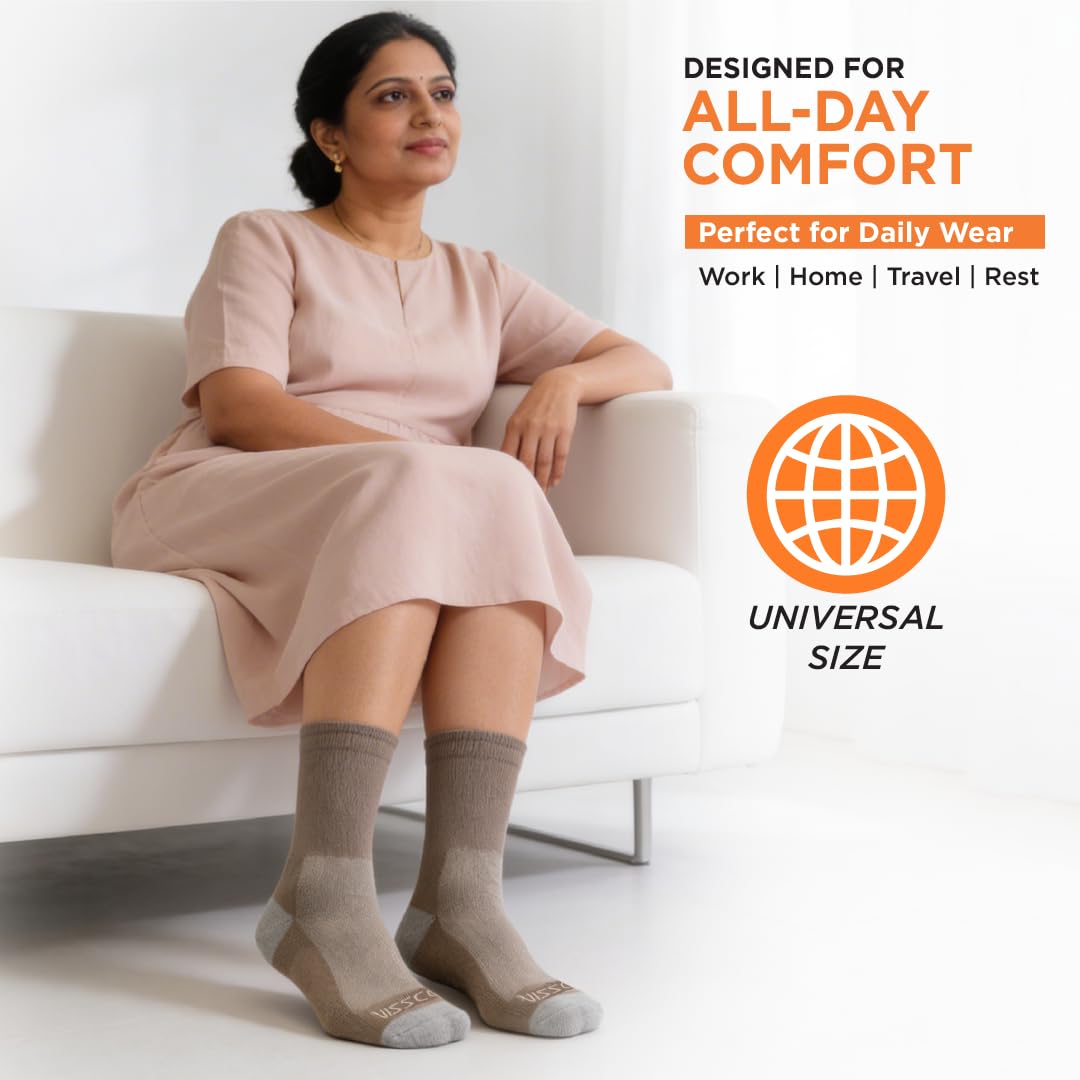 VISSCO DIABETIC SOCKS | COMFORTABLE TO MINIMIZE PRESSURE ON LEGS AND FEETS (GREY)