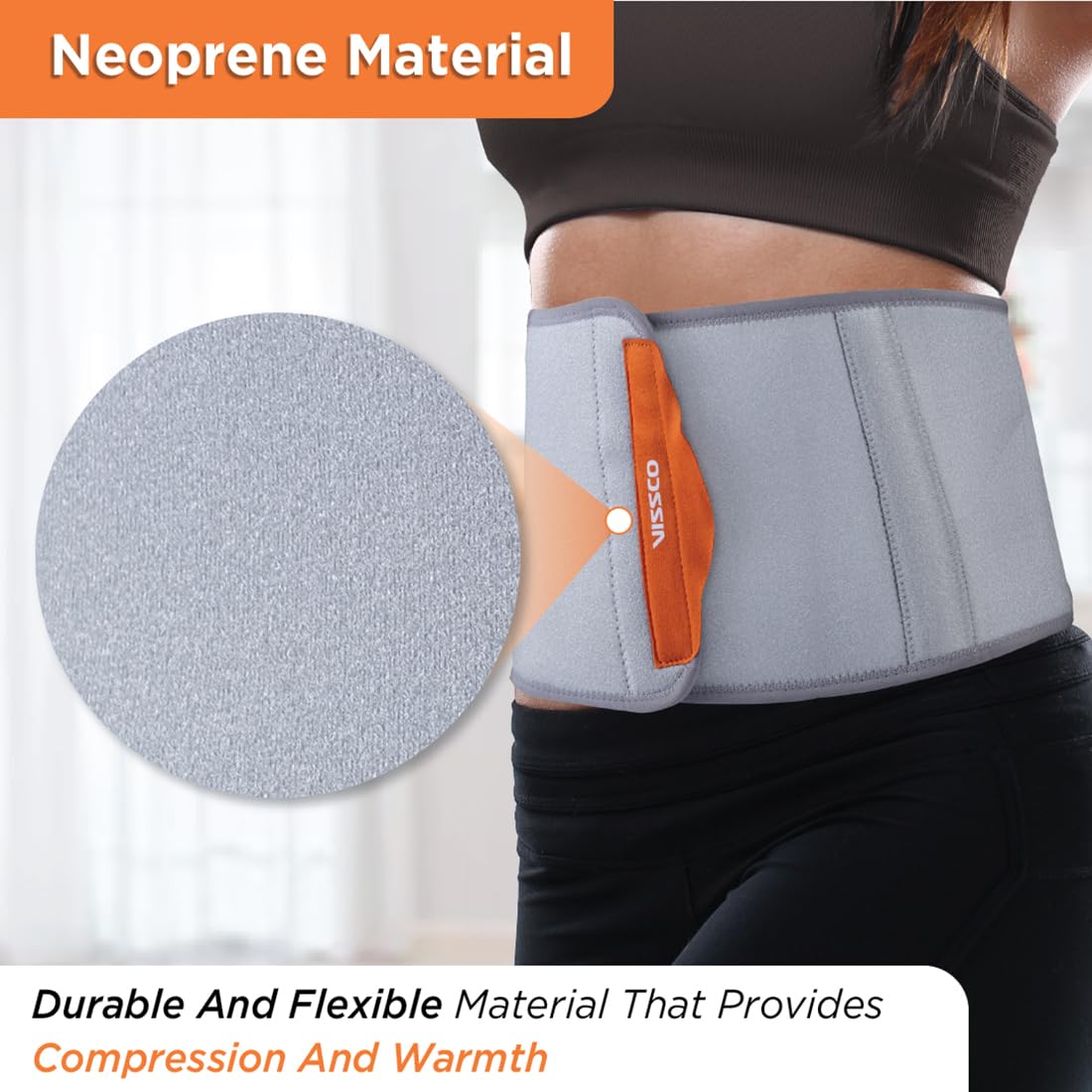 VISSCO NEOPRENE 8" ABDOMINAL BELT | GREY